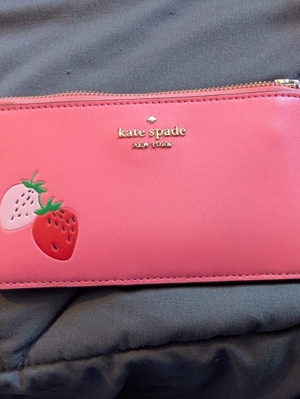 kate spade Pink Strawberry Zip Card Holder